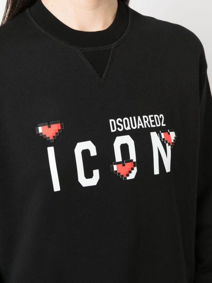 Dsquared2 Icon-print cotton sweatshirt Zwart