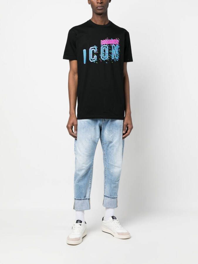 DSQUARED2 Icon-print cotton T-shirt Zwart