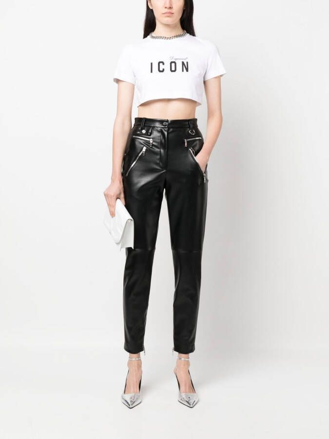 Dsquared2 Icon-print cropped cotton T-shirt Wit