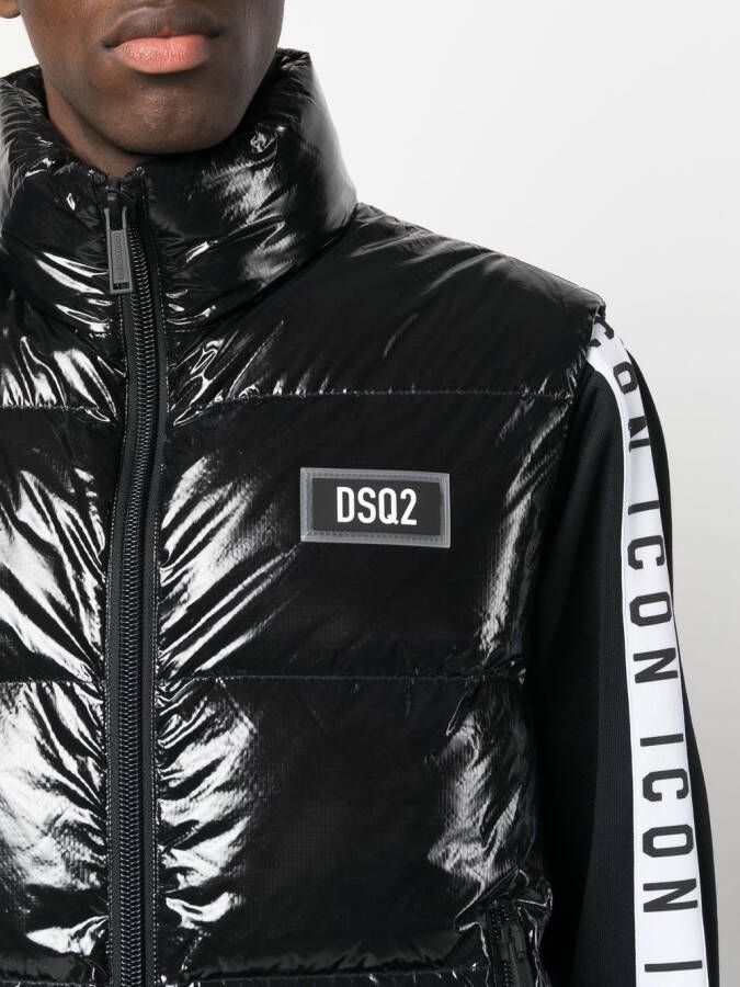 Dsquared2 Icon stripe padded jacket Zwart