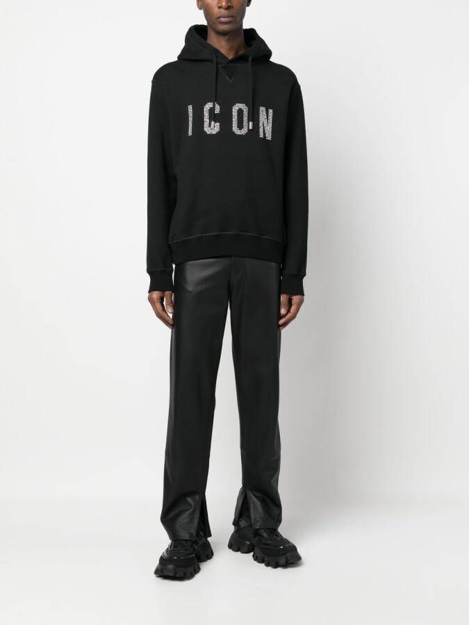 DSQUARED2 Icon studded hoodie Zwart