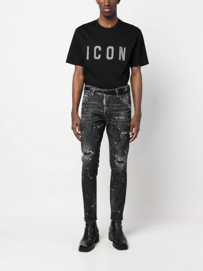 DSQUARED2 Icon studded T-shirt Zwart