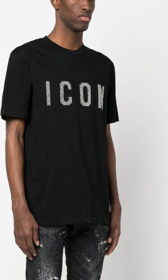 DSQUARED2 Icon studded T-shirt Zwart