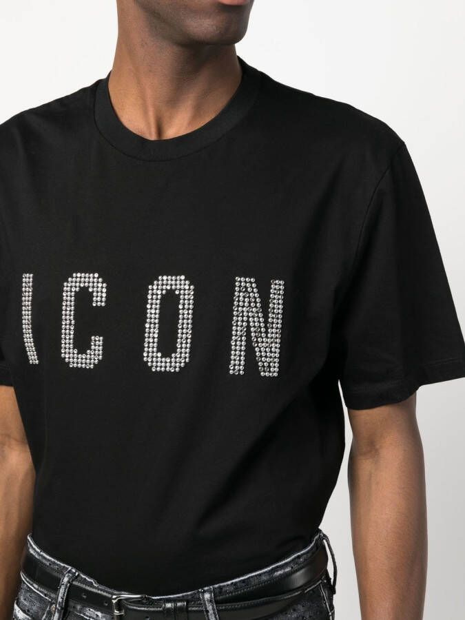 DSQUARED2 Icon studded T-shirt Zwart