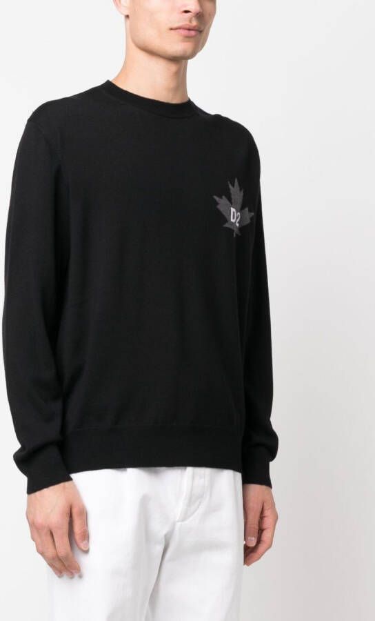 DSQUARED2 Trui met esdoornblad-patroon Zwart