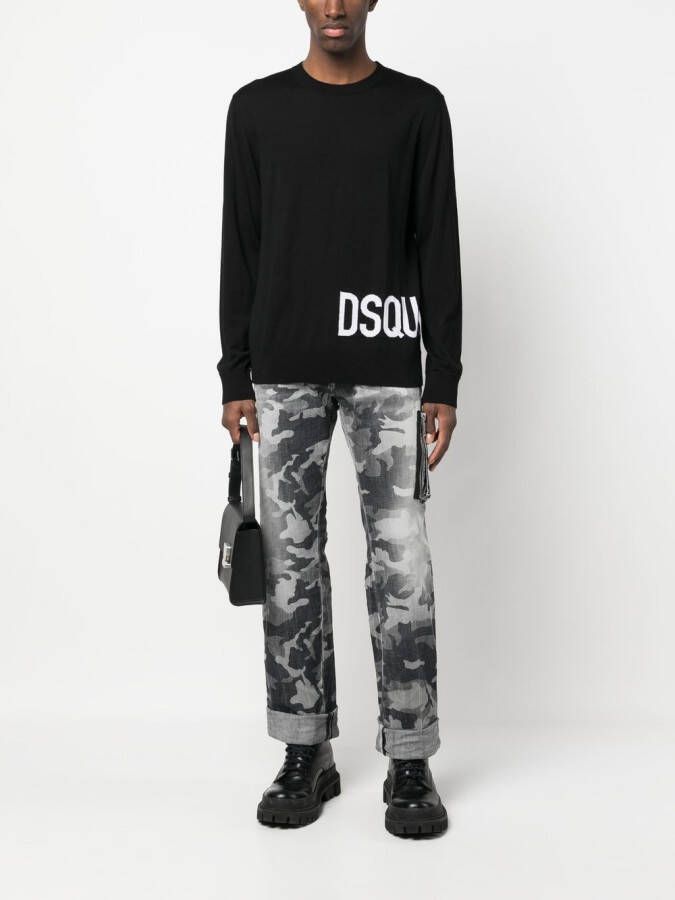 DSQUARED2 Intarsia trui Zwart