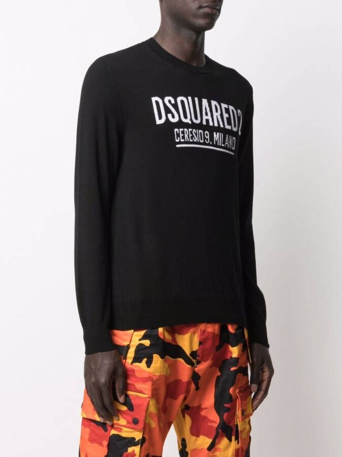 DSQUARED2 Intarsia trui Zwart