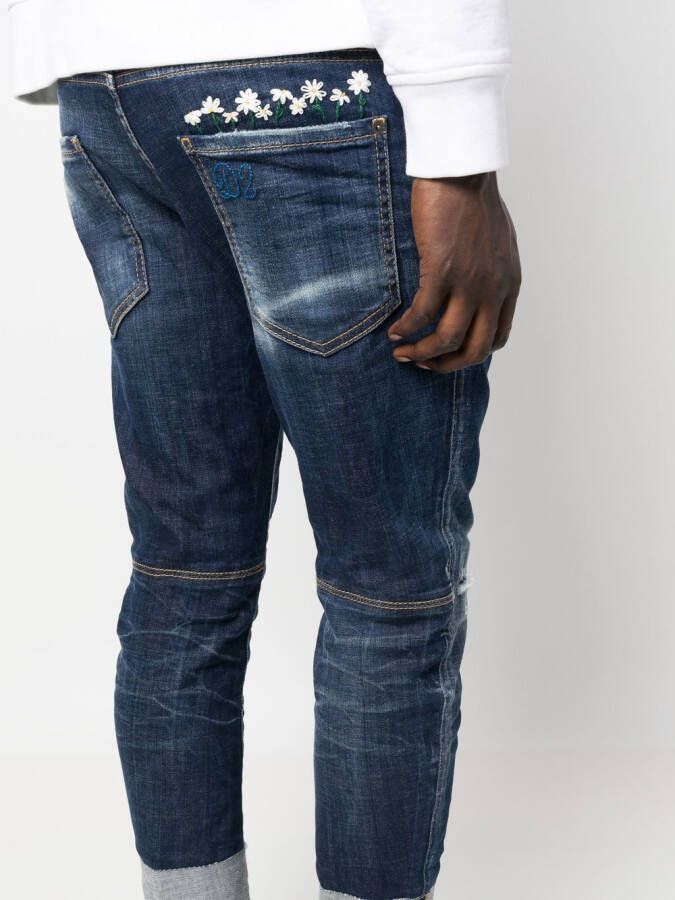 DSQUARED2 Jeans met geborduurde bloemen Blauw