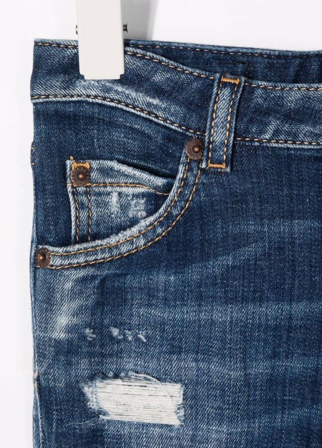 Dsquared2 Kids Jeans met gerafeld detail Blauw