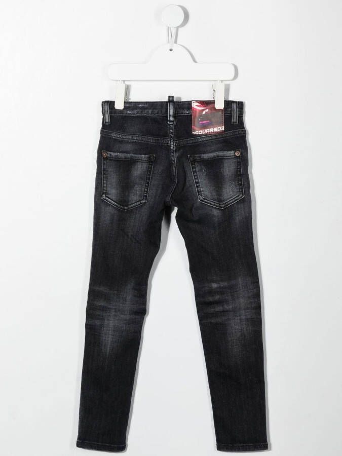 DSQUARED2 KIDS Jeans met stonewashed-effect Zwart