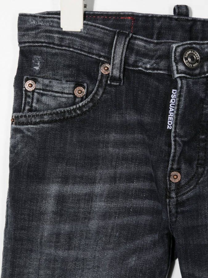 DSQUARED2 KIDS Jeans met stonewashed-effect Zwart