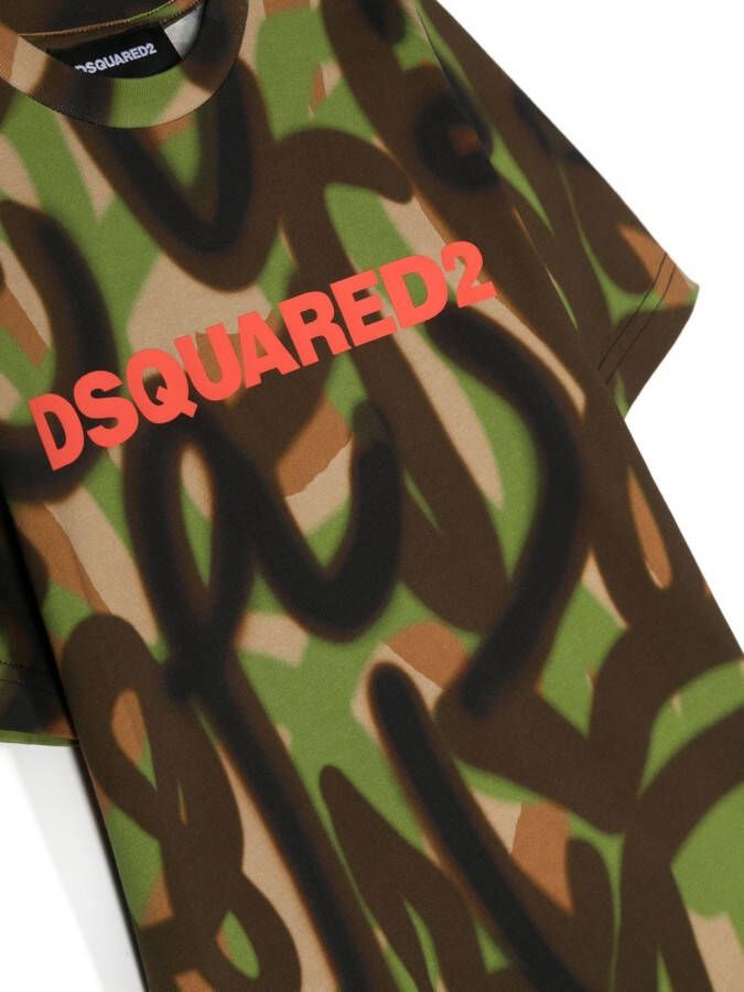 Dsquared2 Kids T-shirt met print Groen
