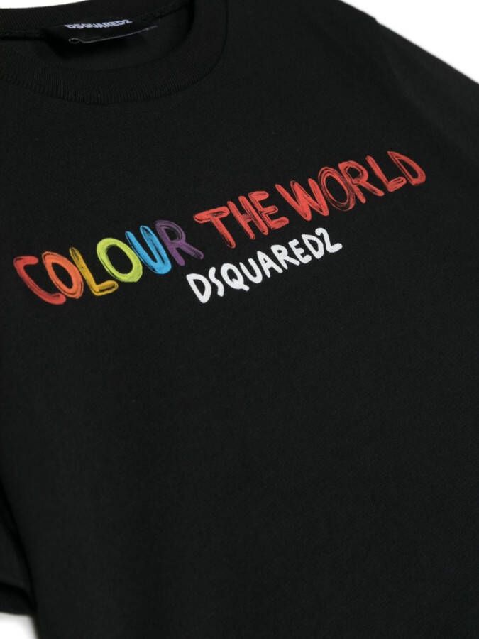 Dsquared2 Kids T-shirt met tekst Zwart