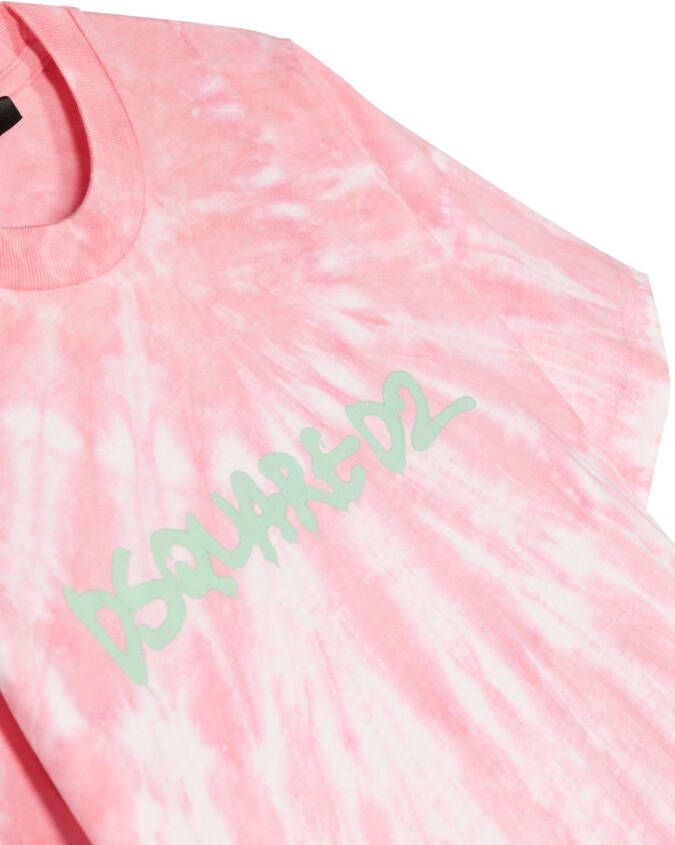 Dsquared2 Kids T-shirt met tie-dye print Roze