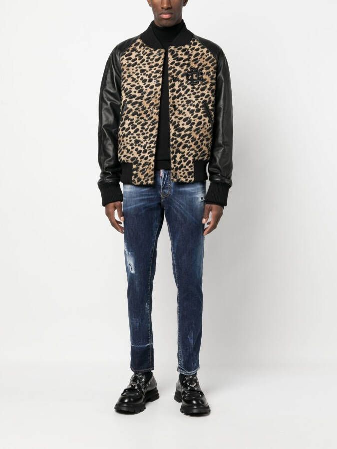 Dsquared2 leopard-print bomber jacket Beige