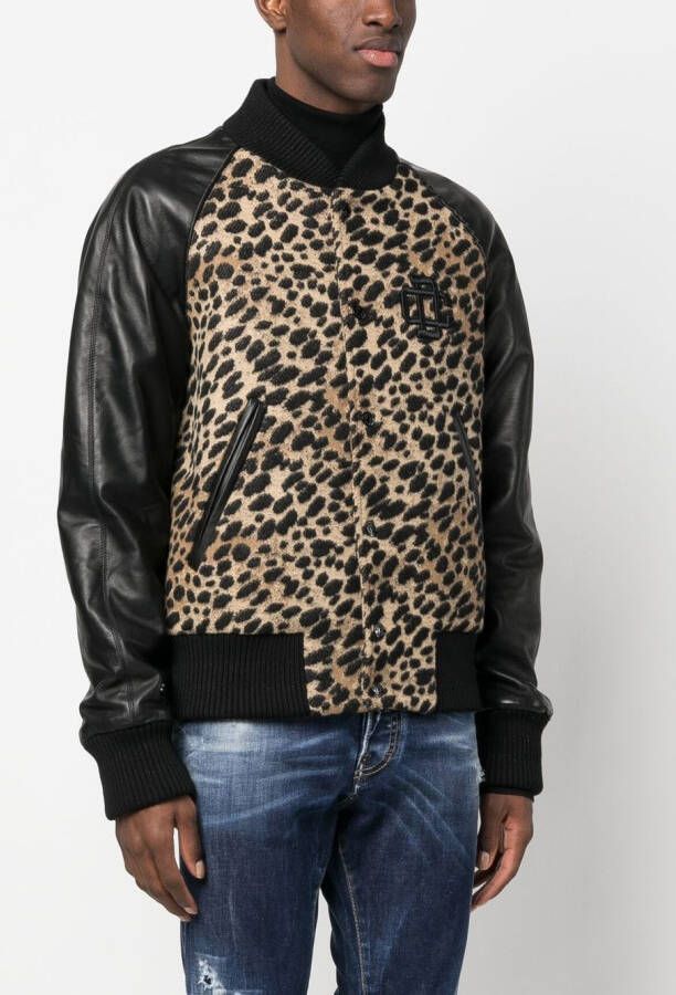 Dsquared2 leopard-print bomber jacket Beige