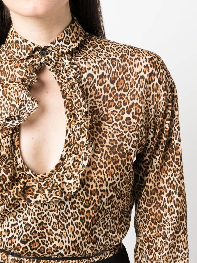 Dsquared2 leopard-print cut-out blouse Bruin