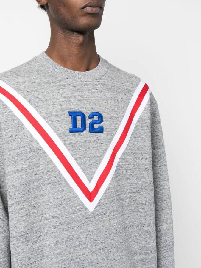 DSQUARED2 logo-embroidered cotton sweatshirt Grijs