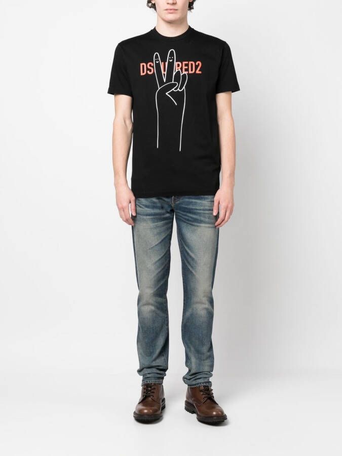 DSQUARED2 logo graphic-print T-shirt Zwart