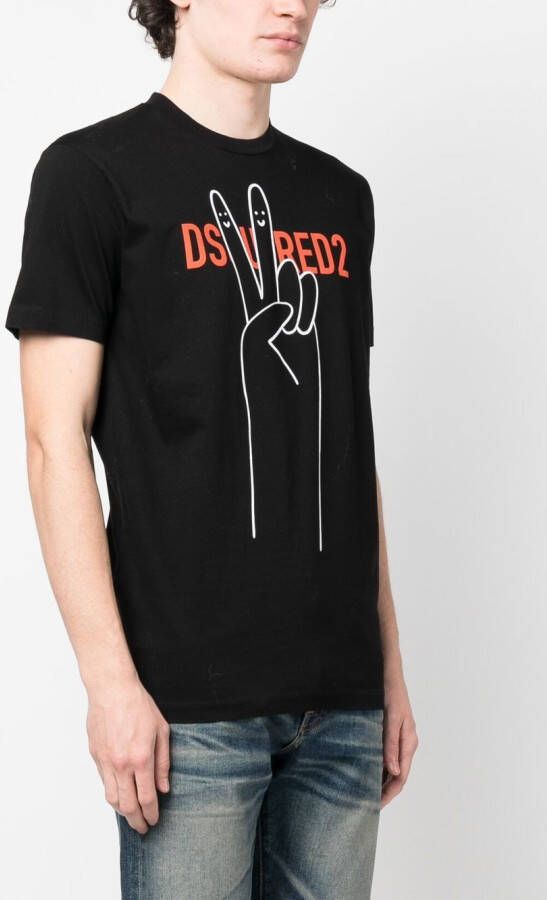 DSQUARED2 logo graphic-print T-shirt Zwart