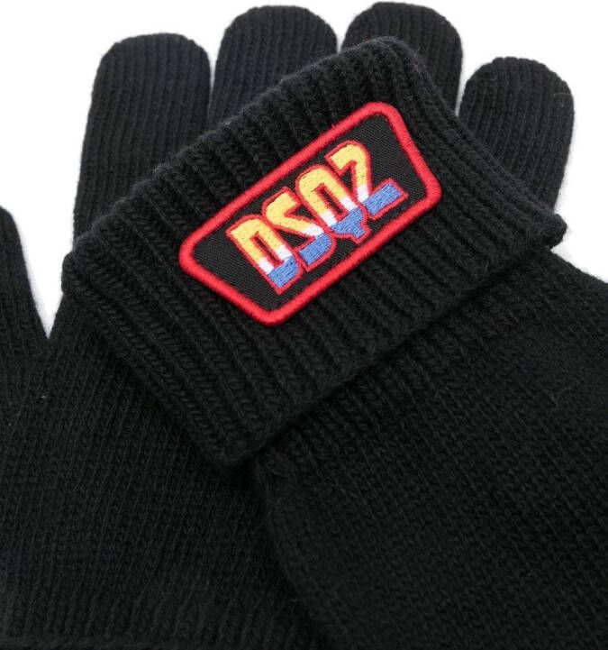 Dsquared2 logo-patch gloves Zwart