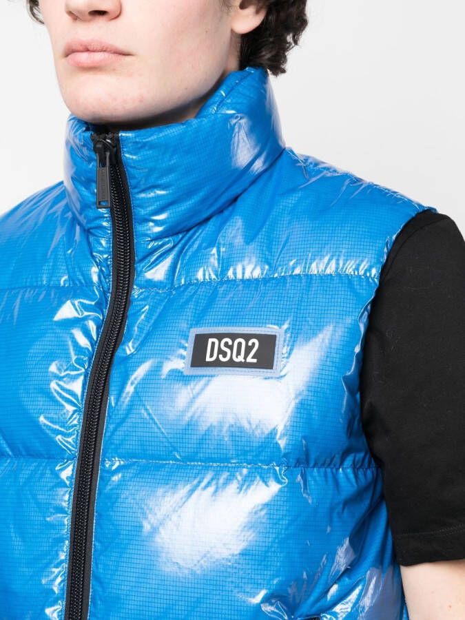 Dsquared2 logo patch padded gilet Blauw