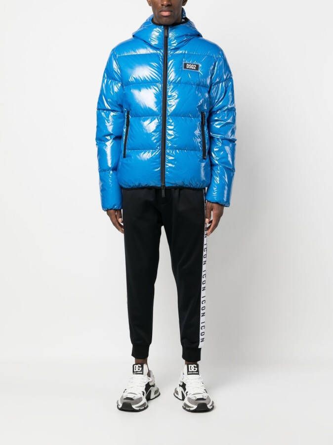 Dsquared2 logo patch puffer jacket Blauw