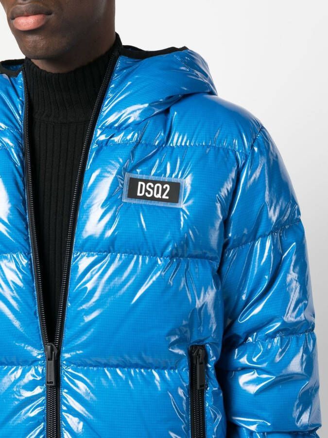 Dsquared2 logo patch puffer jacket Blauw