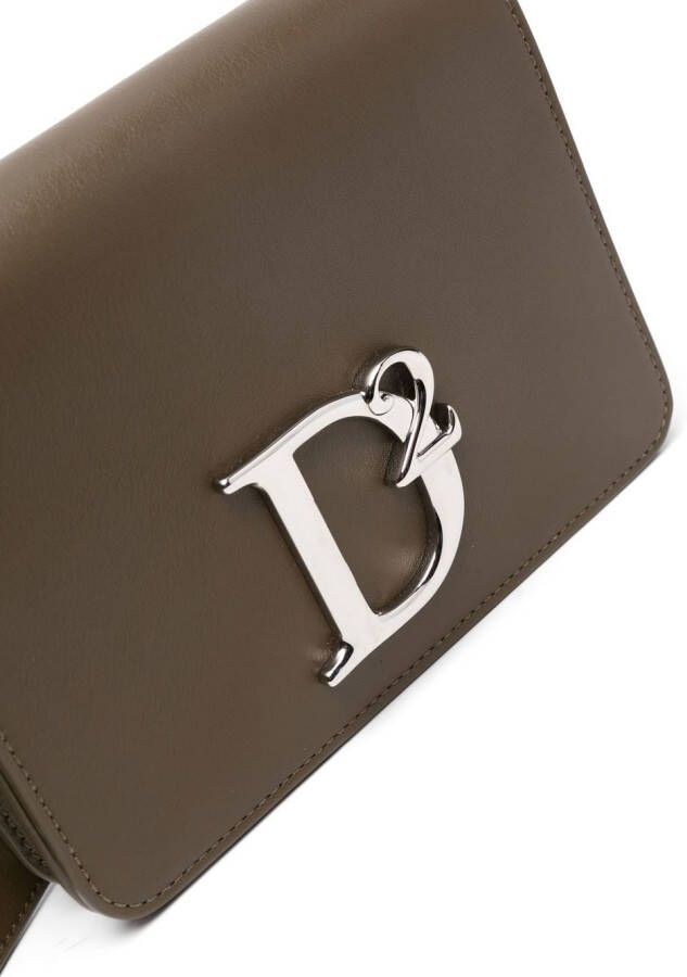 Dsquared2 logo-plaque leather crossbody bag Groen