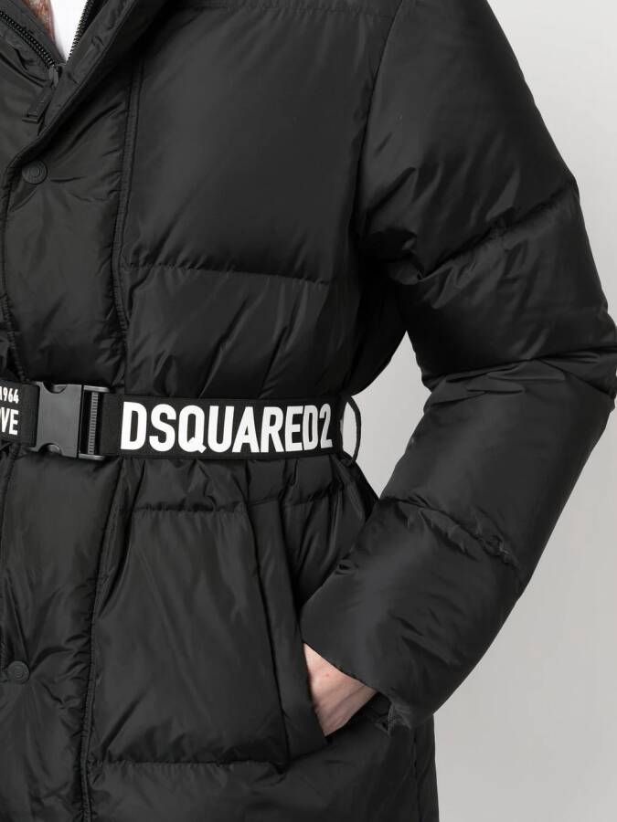 Dsquared2 logo-print belted puffer Zwart