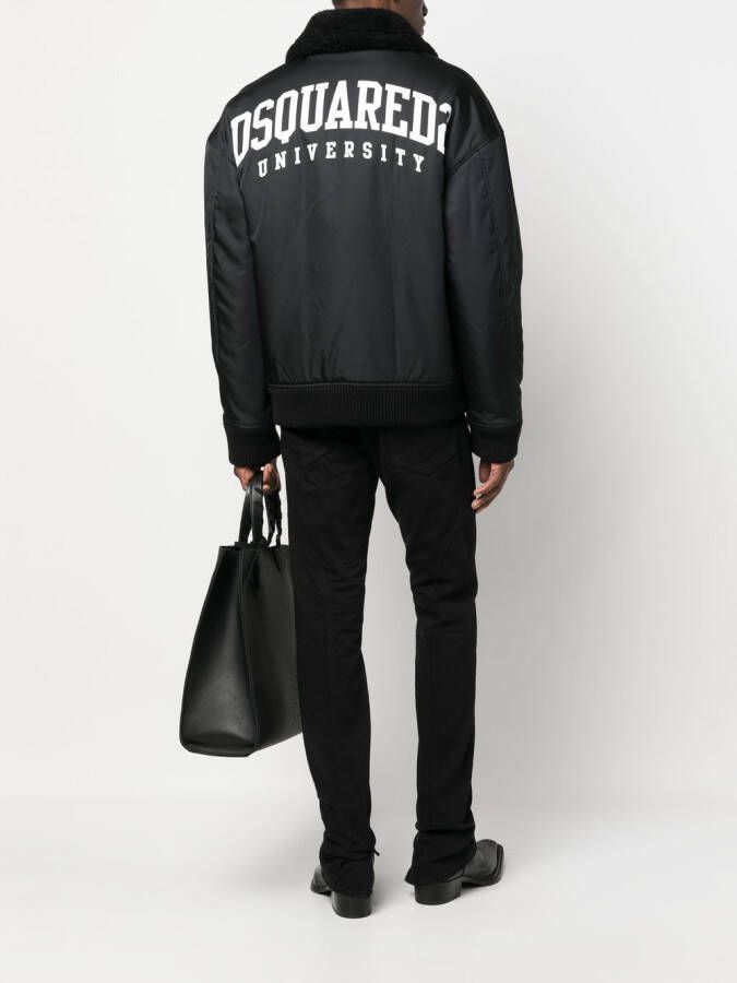 DSQUARED2 logo-print bomber jacket Zwart