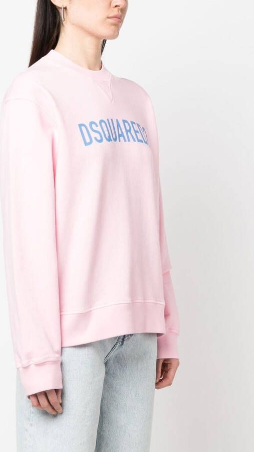Dsquared2 logo-print cotton sweatshirt Roze