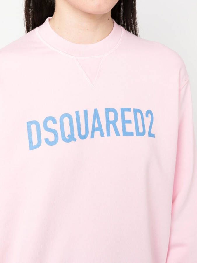 Dsquared2 logo-print cotton sweatshirt Roze