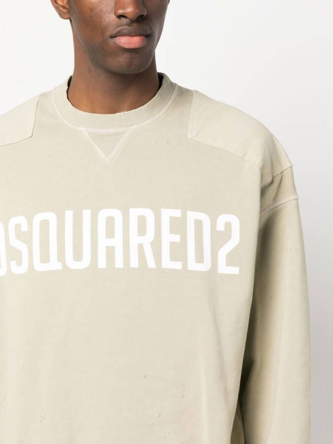 Dsquared2 logo-print crew neck sweatshirt Beige