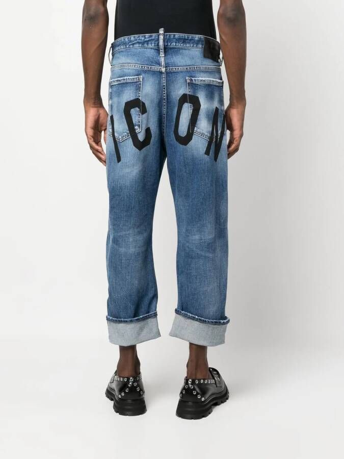 Dsquared2 logo-print cropped jeans Blauw