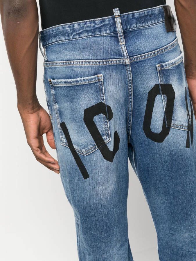 Dsquared2 logo-print cropped jeans Blauw