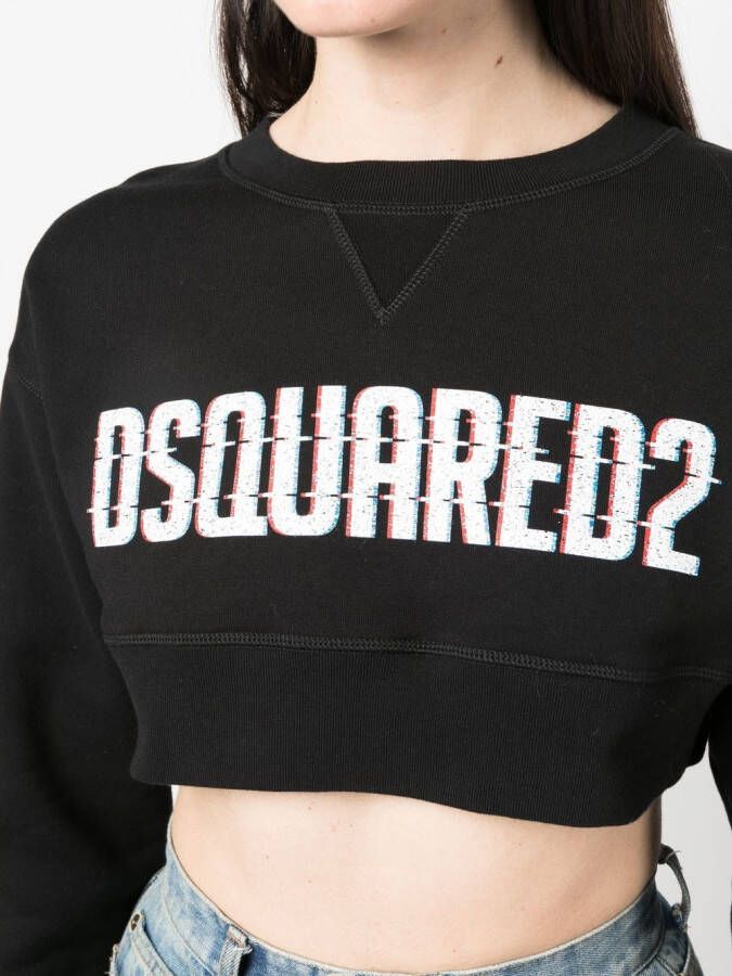 Dsquared2 logo-print cropped sweatshirt Zwart