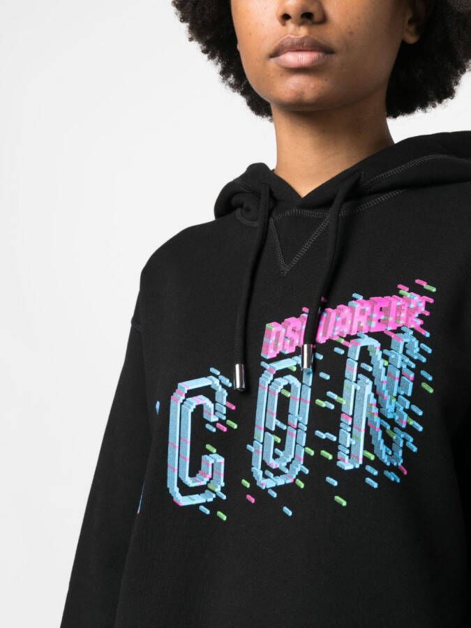 DSQUARED2 Hoodie met logoprint Zwart