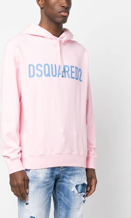 DSQUARED2 logo-print drawstring hoodie Roze
