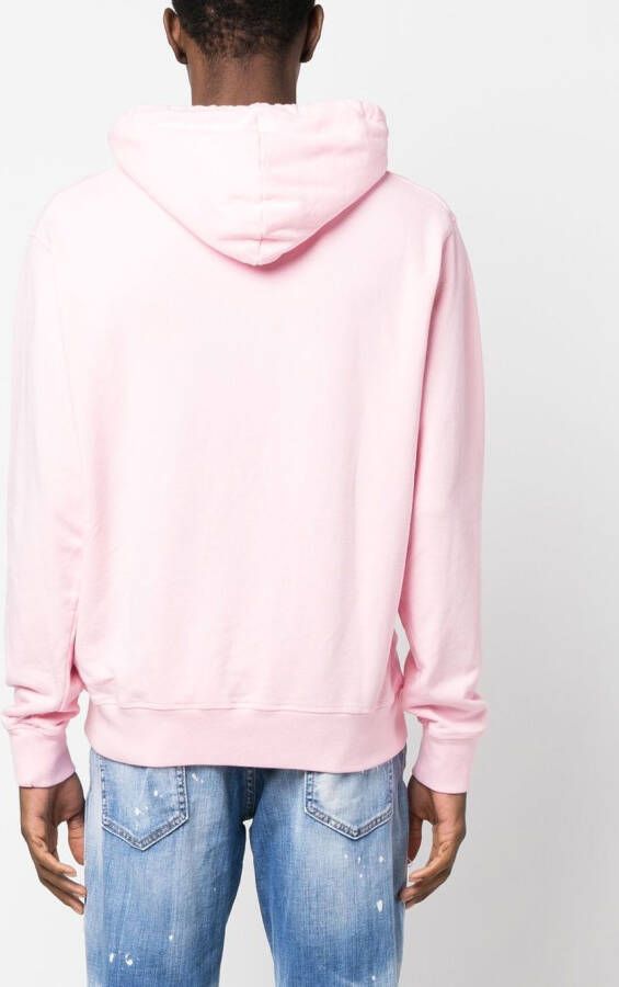 DSQUARED2 logo-print drawstring hoodie Roze