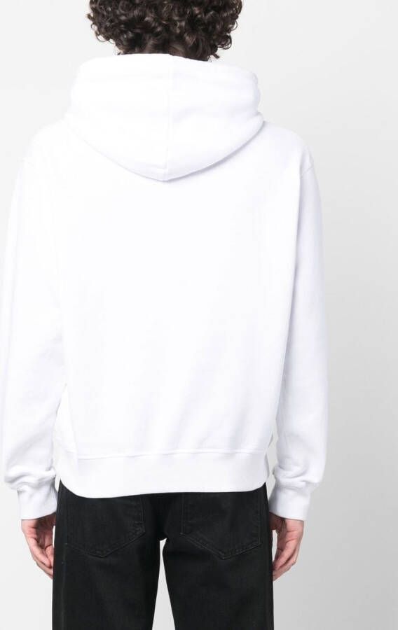 DSQUARED2 logo-print drawstring hoodie Wit