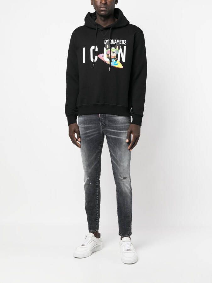 DSQUARED2 Hoodie met logoprint Zwart