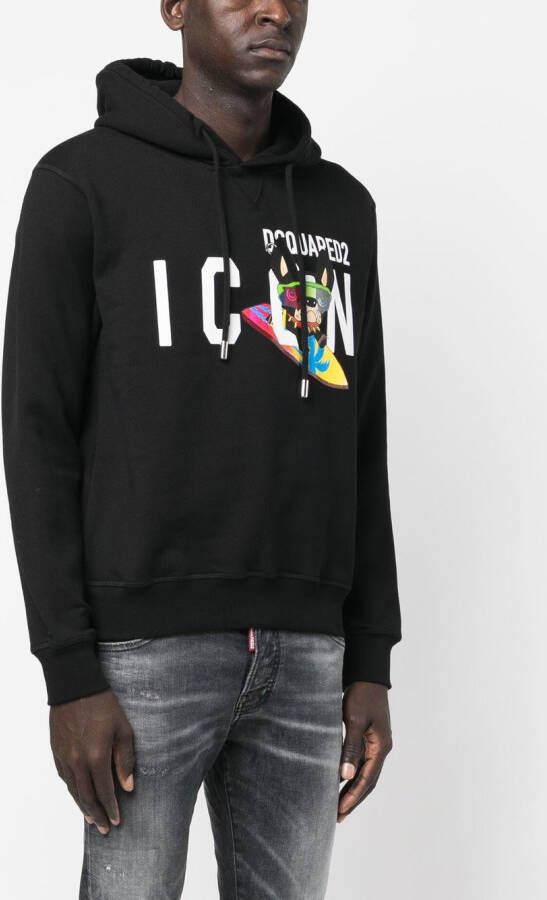 DSQUARED2 Hoodie met logoprint Zwart