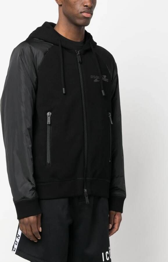 DSQUARED2 logo-print hooded jacket Zwart