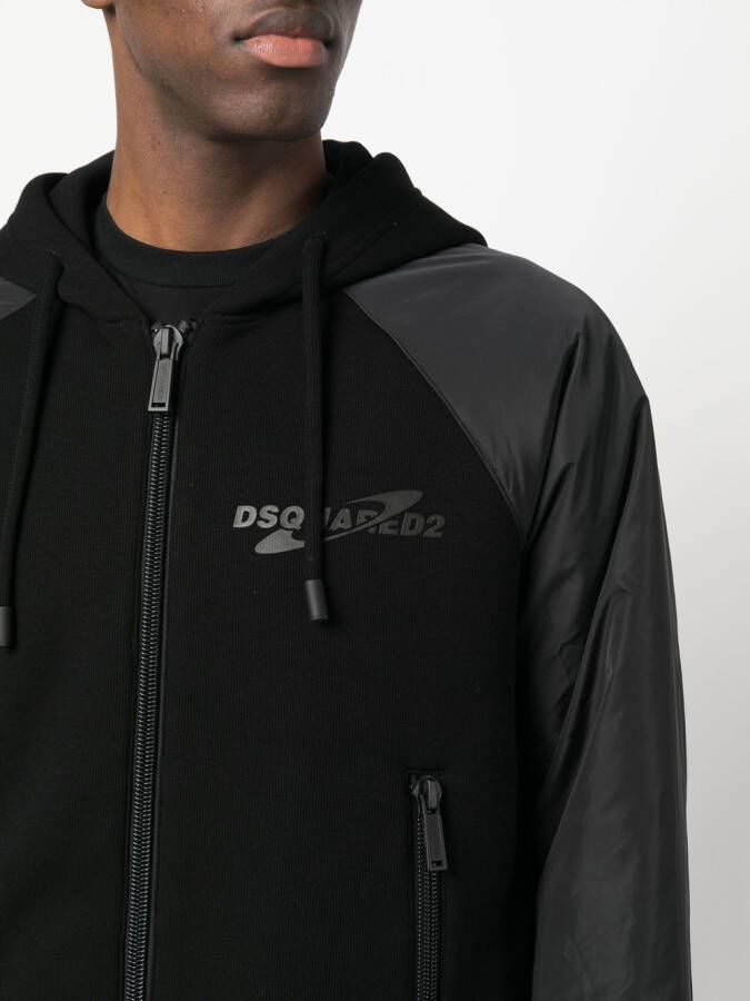DSQUARED2 logo-print hooded jacket Zwart