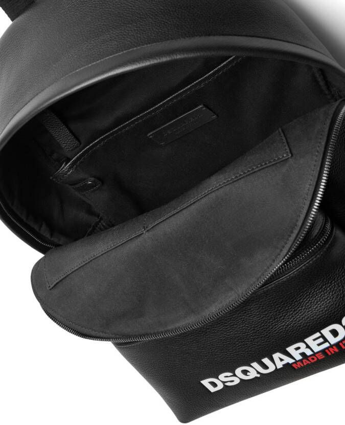 Dsquared2 logo-print pebbled leather backpack Zwart