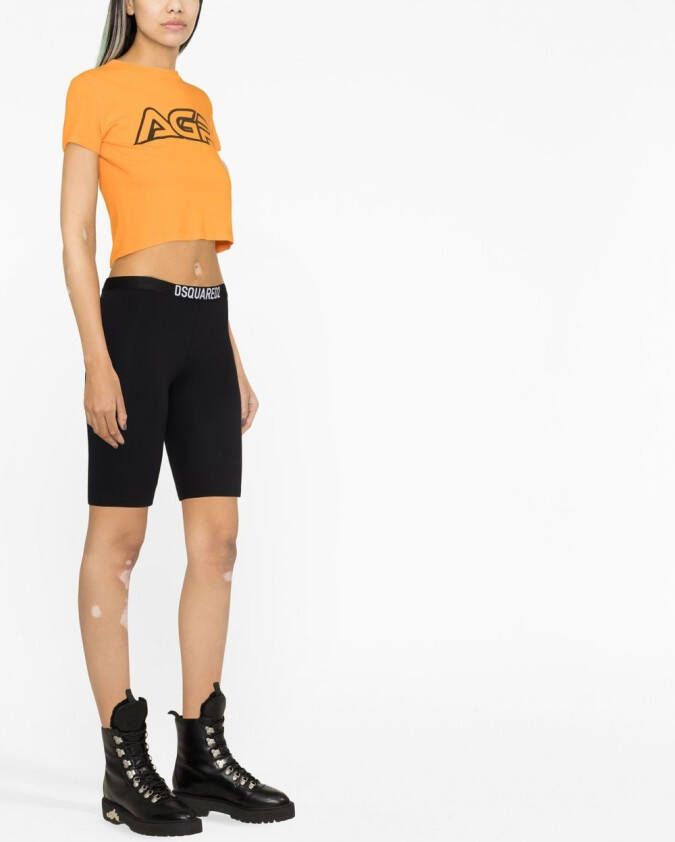 DSQUARED2 Fietsshorts met logoband Zwart