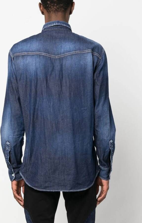 Dsquared2 long-sleeved denim shirt Blauw