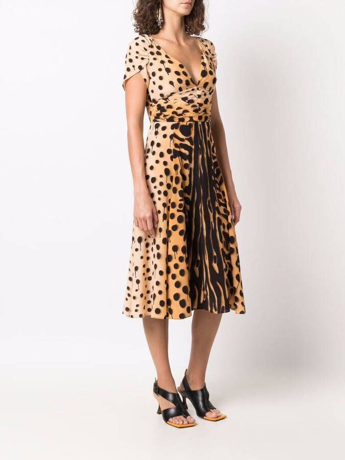 DSQUARED2 Midi-jurk met dierenprint Bruin
