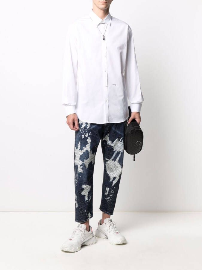 DSQUARED2 Overhemd met geborduurd logo Wit
